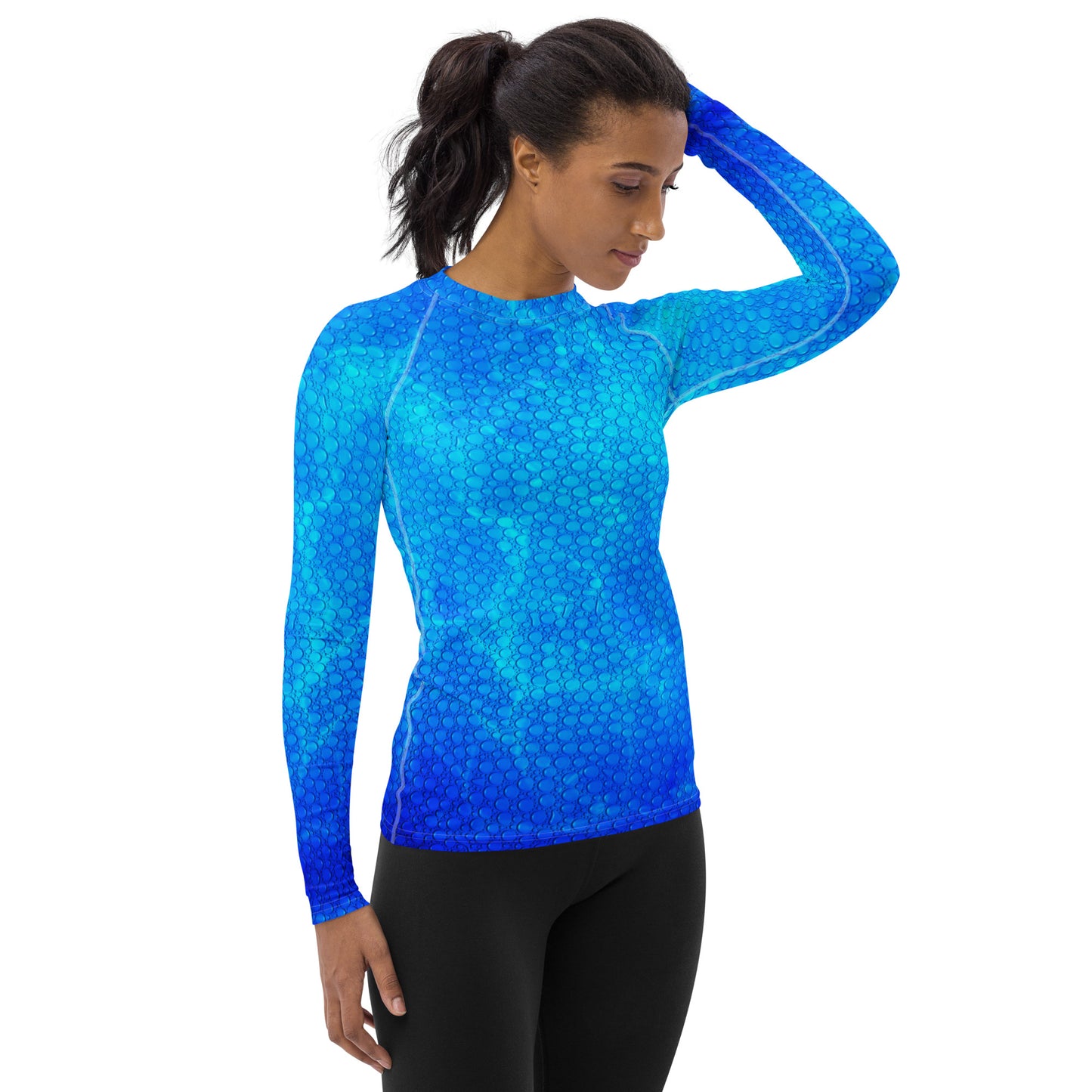 Women's Rash Guard Water Droplets Swim Shirt