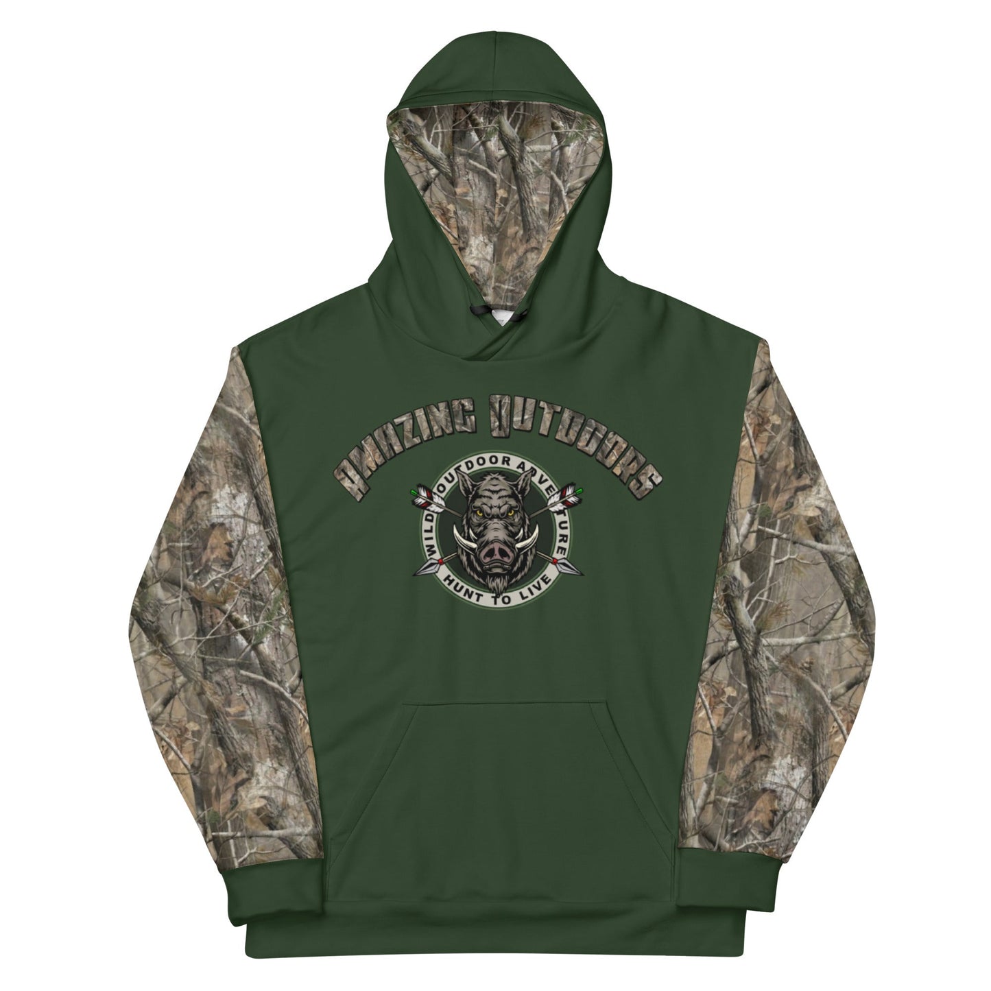 Green Camouflage Hoodie Amazing Outdoors Hunting Camo Sweatshirt ArcZeal Designs