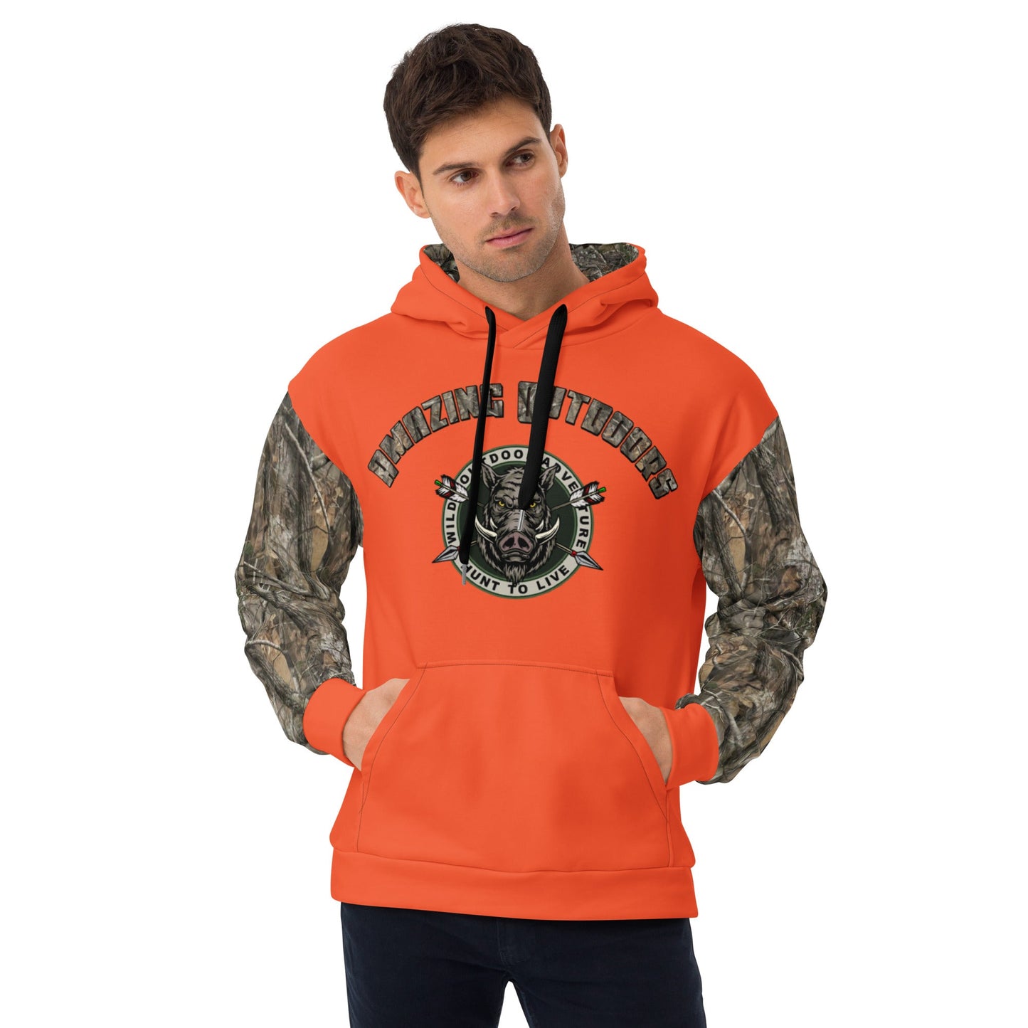 XS Orange Camouflage Hoodie Amazing Outdoors Hunting Camo Sweatshirt ArcZeal Designs