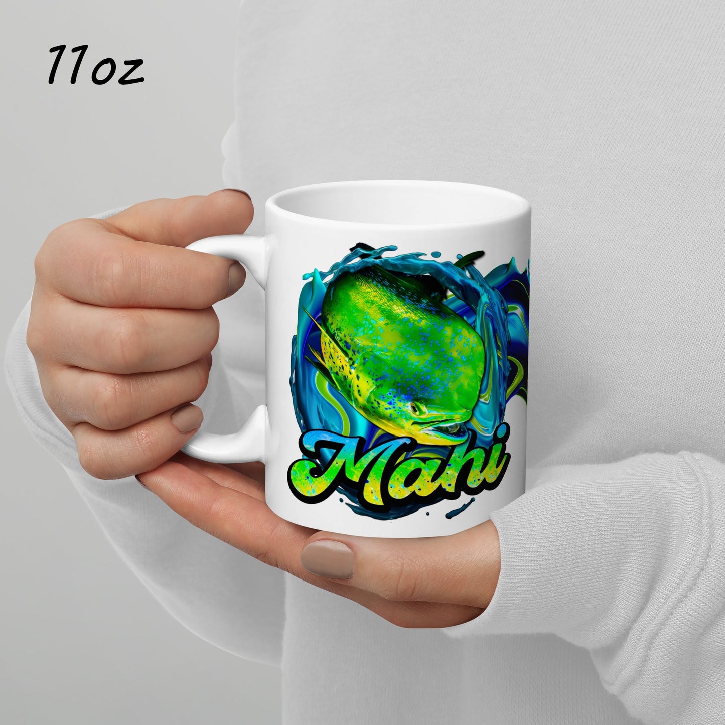 11oz Coffee Mug Mahi Mahi Fishing Ceramic Cup ArcZeal Designs