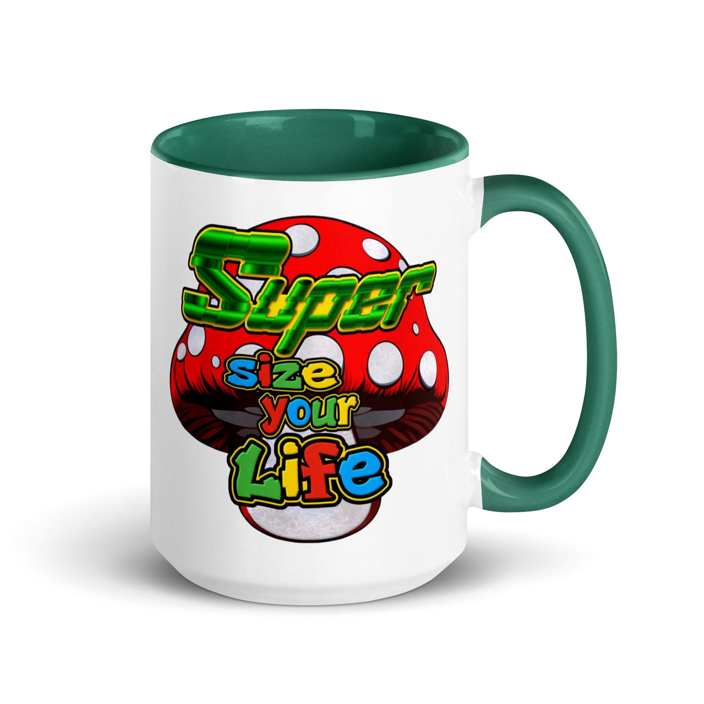 Dark green / 15oz Coffee Mug Gaming Inspired Mushroom Cup ArcZeal Designs