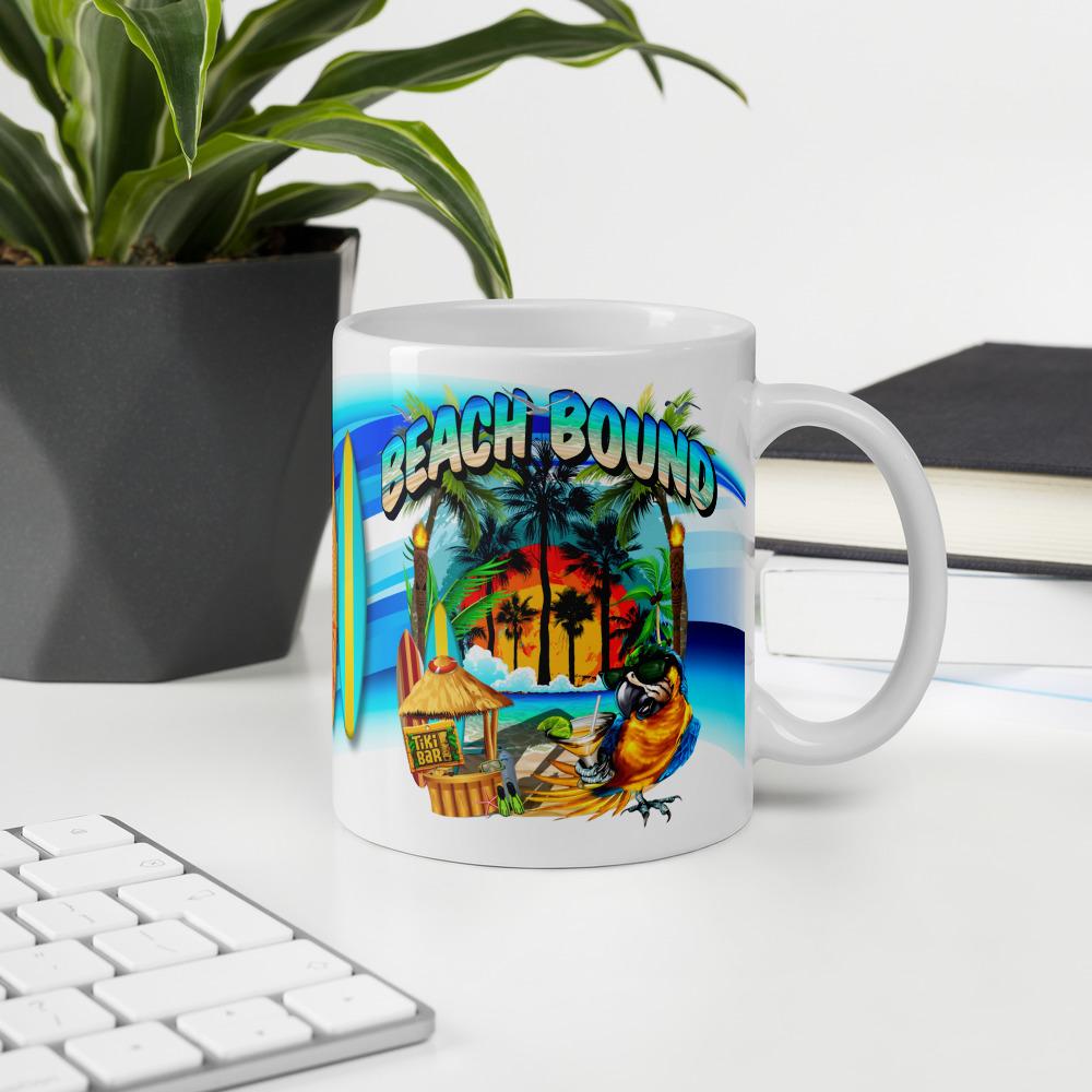 Beach Bound White Glossy Coffee Mug ArcZeal Designs