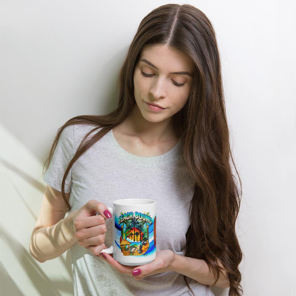Beach Bound White Glossy Coffee Mug ArcZeal Designs