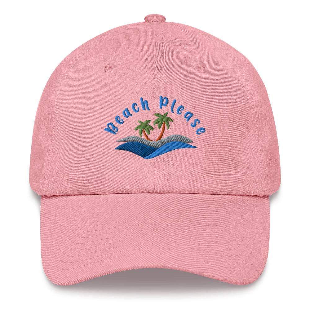 Pink Beach Please Embroidered Dad hat ArcZeal Designs