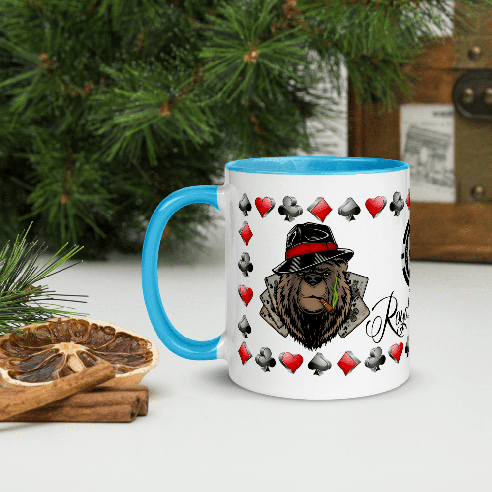 Blue Royal Flush Poker Hand Clubs Coffee Mug ArcZeal Designs