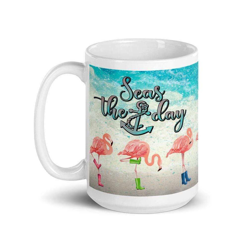 Seas The Day Flamingos In Rain Boots Mug - ArcZeal Designs
