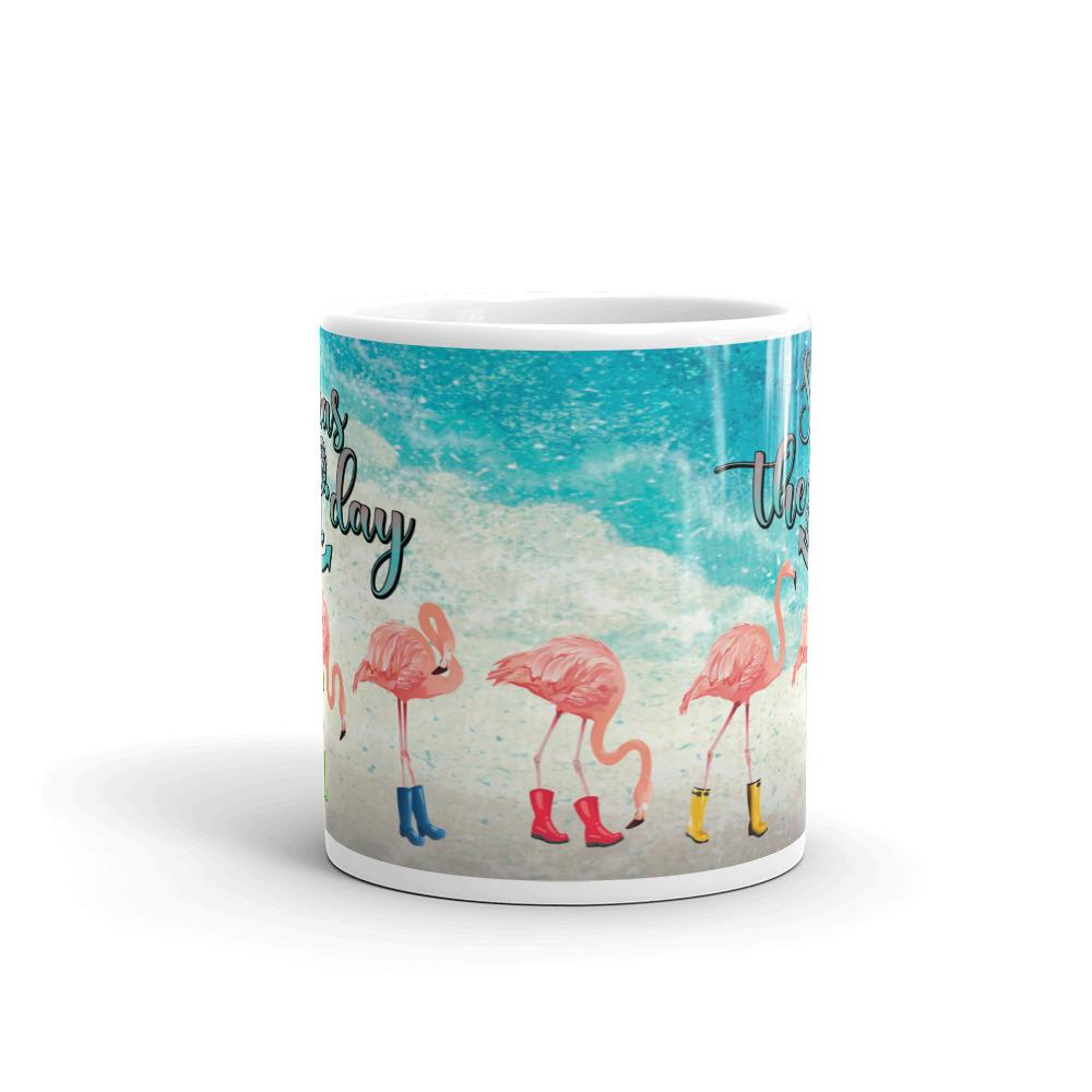 Seas The Day Flamingos In Rain Boots Mug ArcZeal Designs