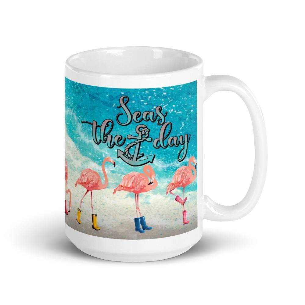Seas The Day Flamingos In Rain Boots Mug - ArcZeal Designs
