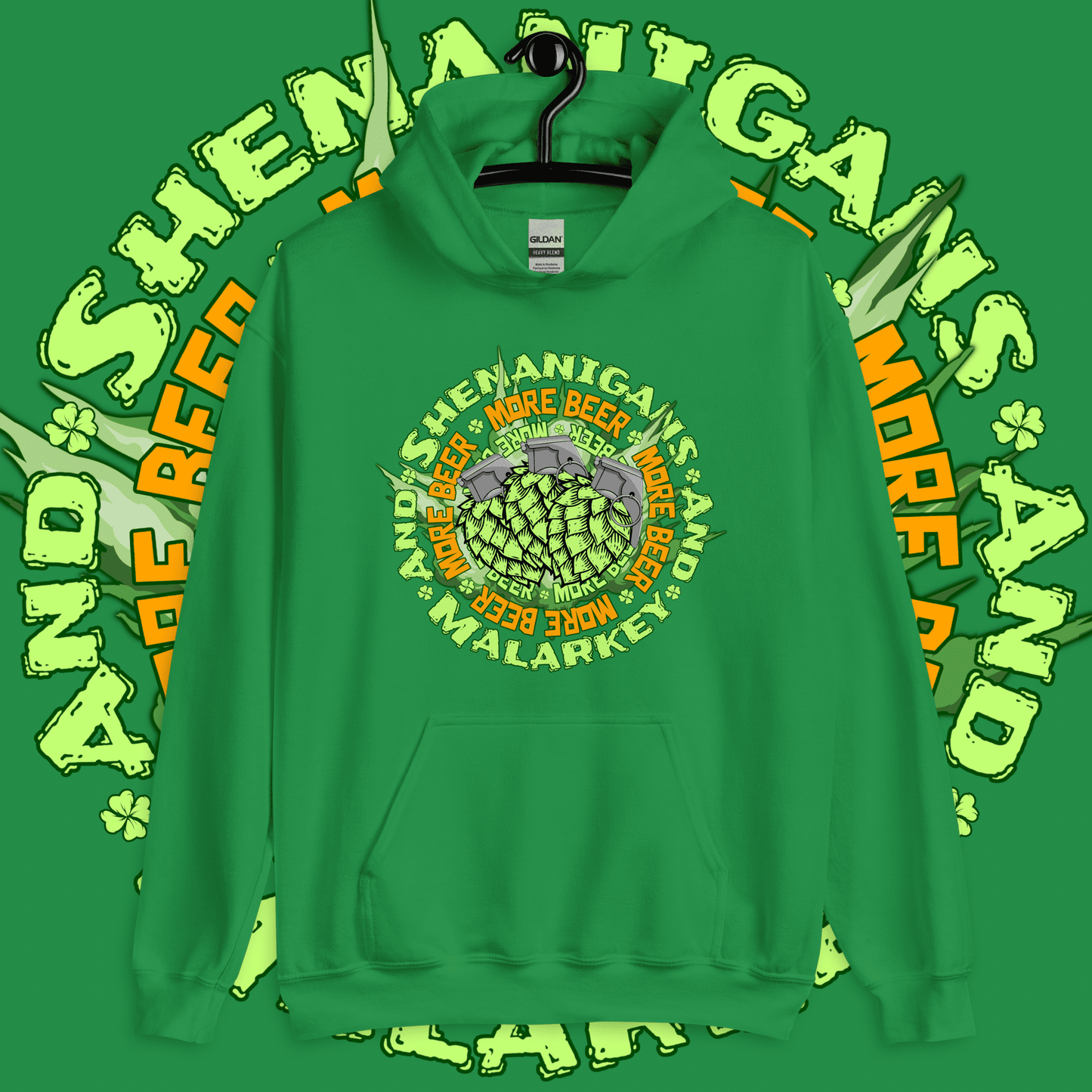 Irish Green / S St. Patrick's Day Shenanigans and Malarkey Hoodie ArcZeal Designs
