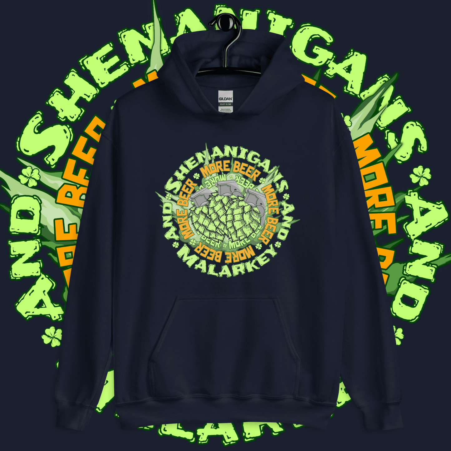 Navy / S St. Patrick's Day Shenanigans and Malarkey Hoodie ArcZeal Designs