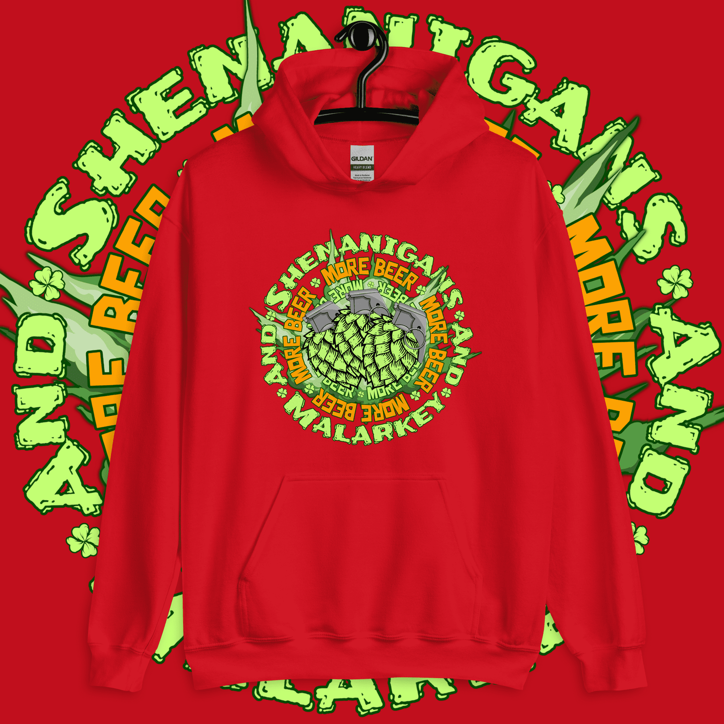Red / S St. Patrick's Day Shenanigans and Malarkey Hoodie ArcZeal Designs