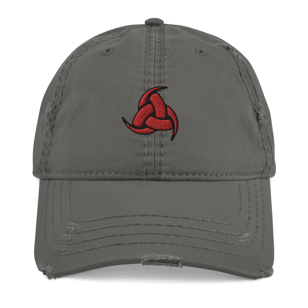 Dad Hat Viking Symbol Triple Horn Distressed Baseball Cap