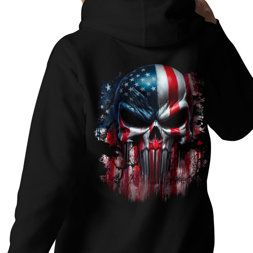 unisex-premium-hoodie-black-back-USA-Skull-Flag-Arczeal-Designs