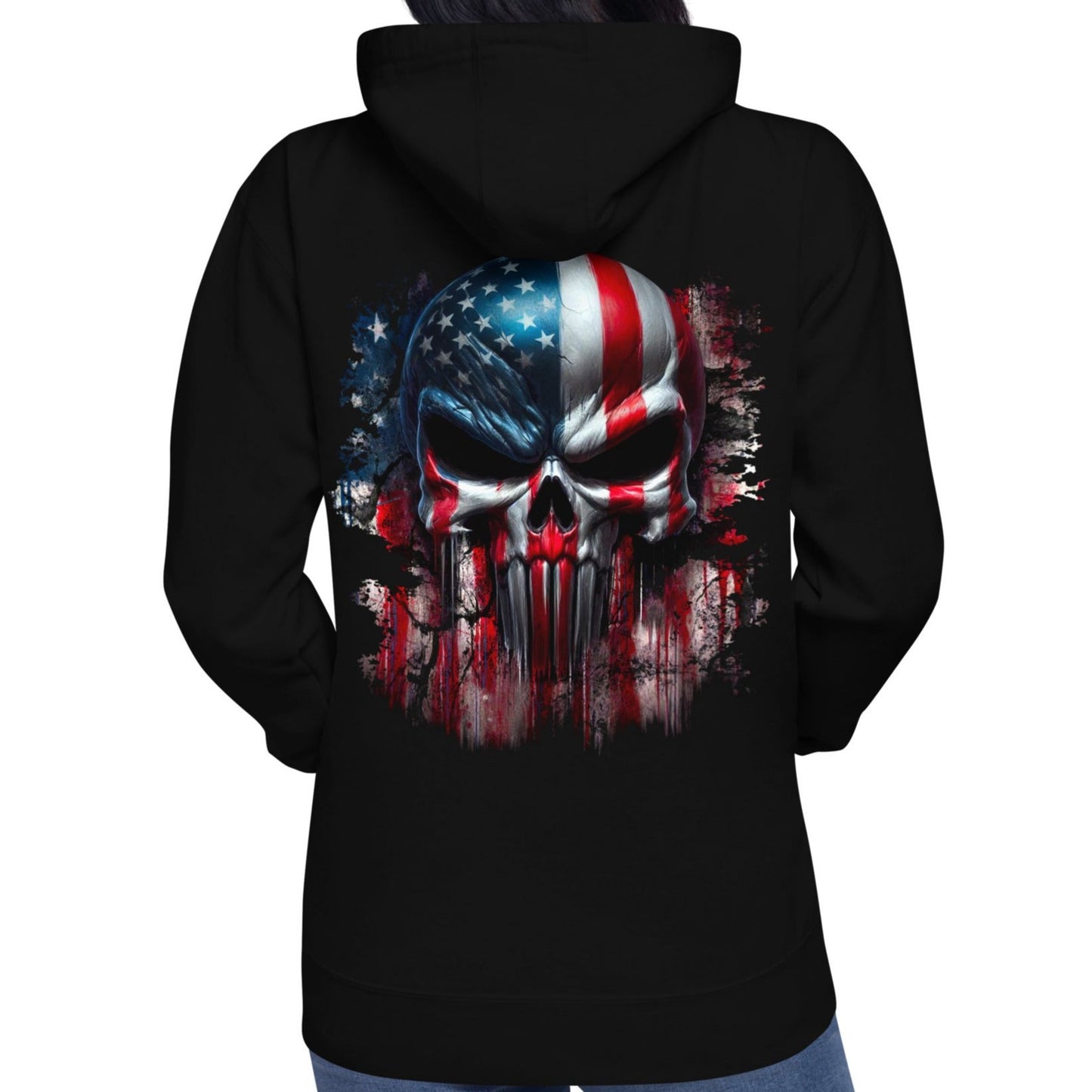 unisex-premium-hoodie-black-back-USA-Skull-Flag-Arczeal-Designs