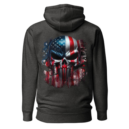 unisex-premium-hoodie-charcoal-heather-back-USA-Skull-Flag-Arczeal-Designs