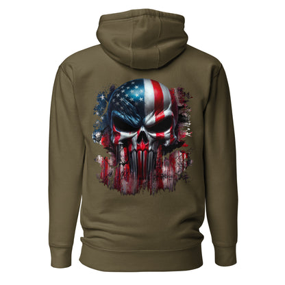 unisex-premium-hoodie-military-green-back-USA-Skull-Flag-Arczeal-Designs