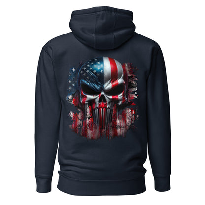 unisex-premium-hoodie-navy-blazer-back-USA-Skull-Flag-Arczeal-Designs