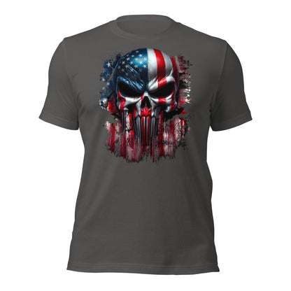 Arczeal Designs Product mockup American Flag Skull Short Sleeve T-Shirt asphalt front