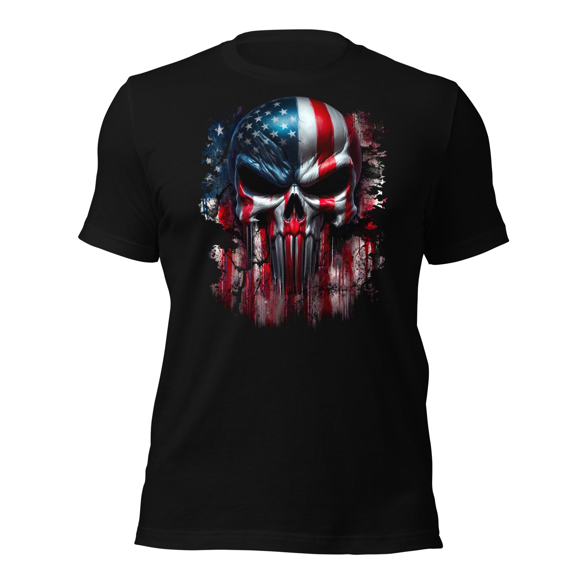 Arczeal Designs Product mockup American Flag Skull Short Sleeve T-Shirt black front