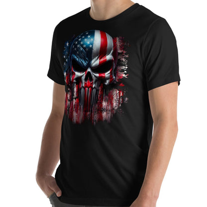 Arczeal Designs Product mockup American Flag Skull Short Sleeve T-Shirt black front