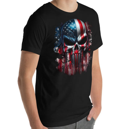 Arczeal Designs Product mockup American Flag Skull Short Sleeve T-Shirt black front