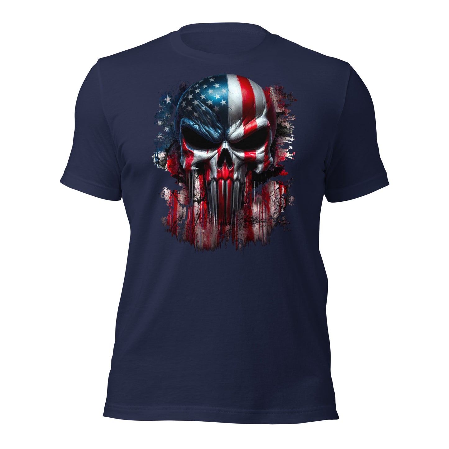 Arczeal Designs Product mockup American Flag Skull Short Sleeve T-Shirt navy front