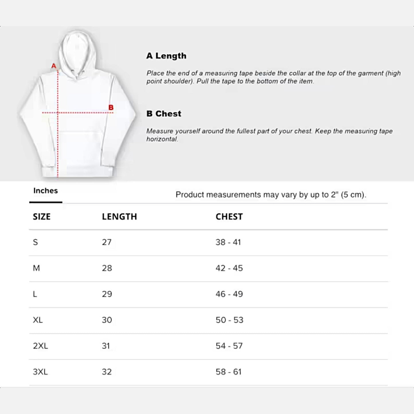 Arczeal-Designs-Hoodie-size-chart