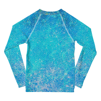 Girls Blue Mermaid Rash Guard Swim Shirt