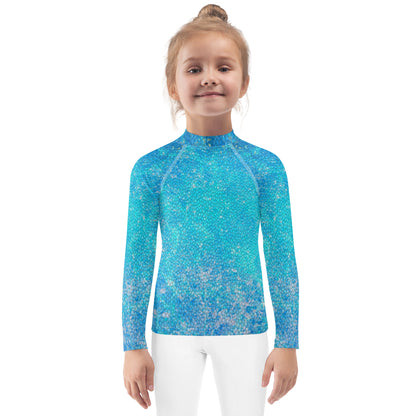 Girls Blue Mermaid Rash Guard Swim Shirt