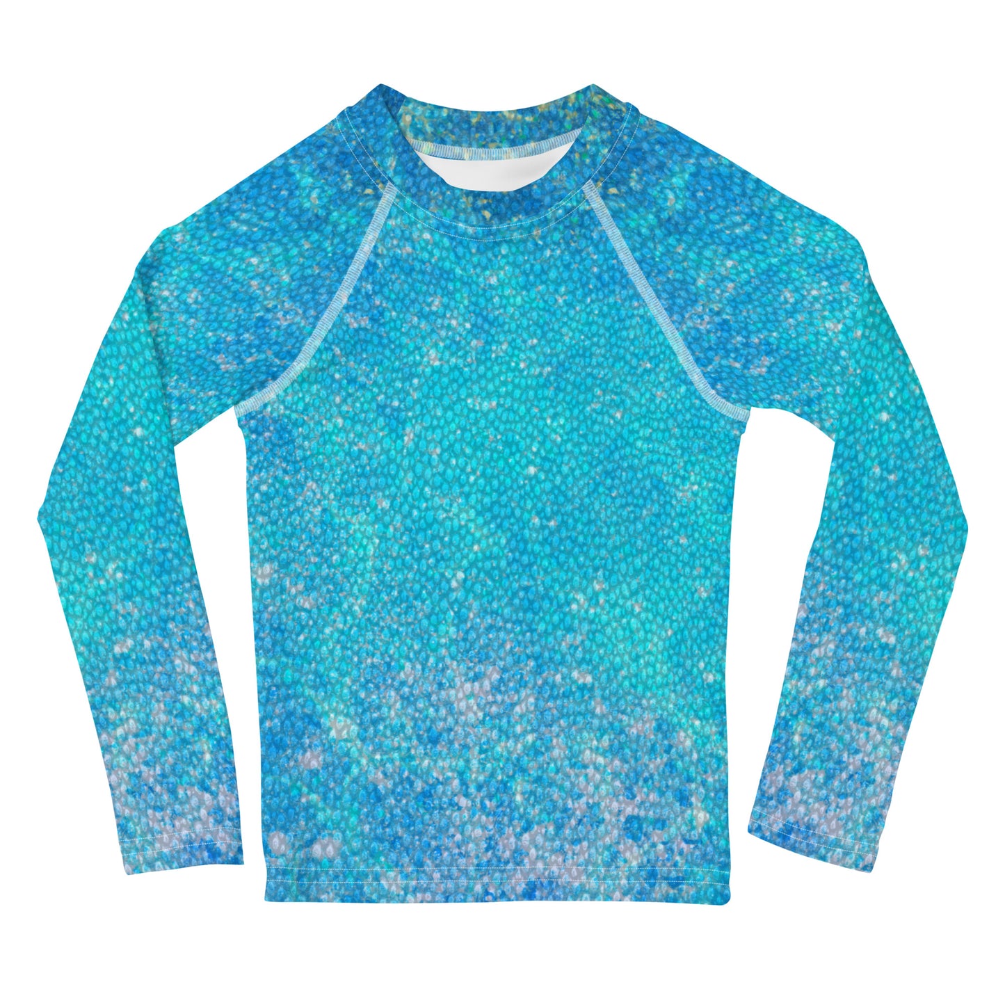 Girls Blue Mermaid Rash Guard Swim Shirt