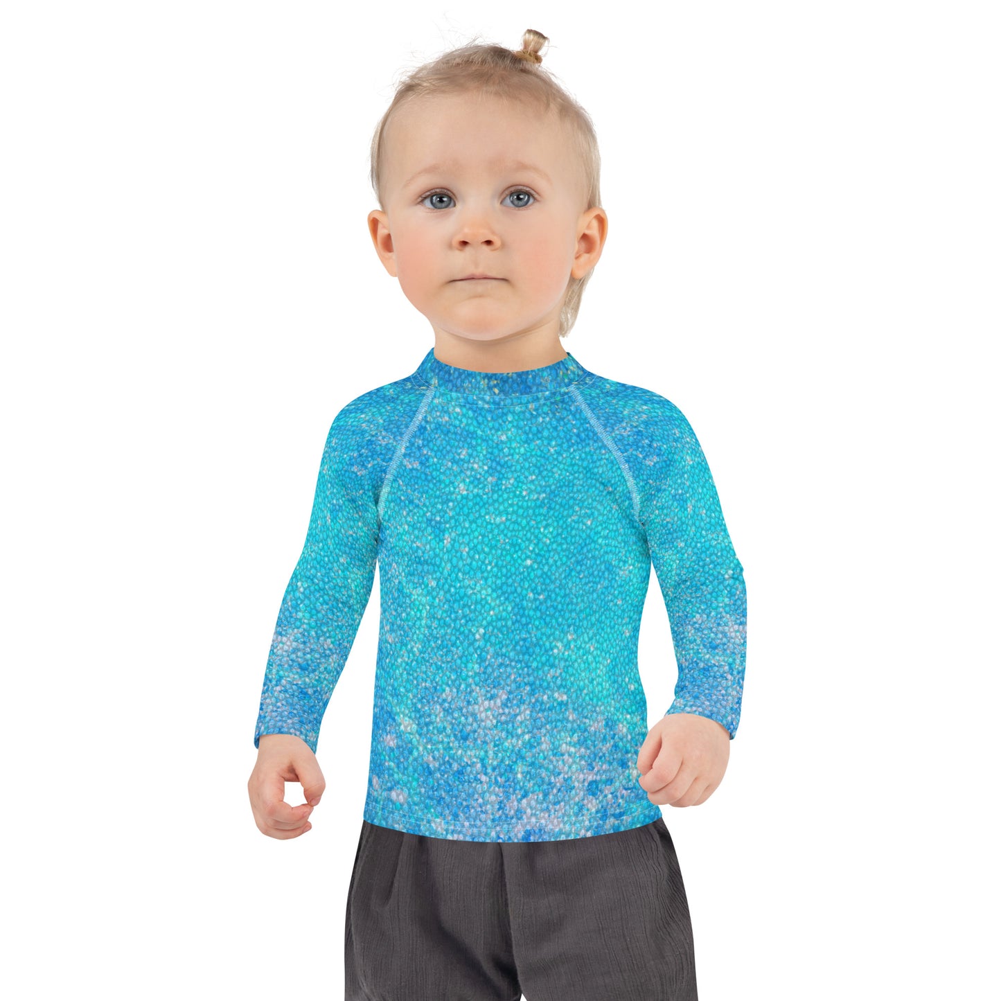 Girls Blue Mermaid Rash Guard Swim Shirt