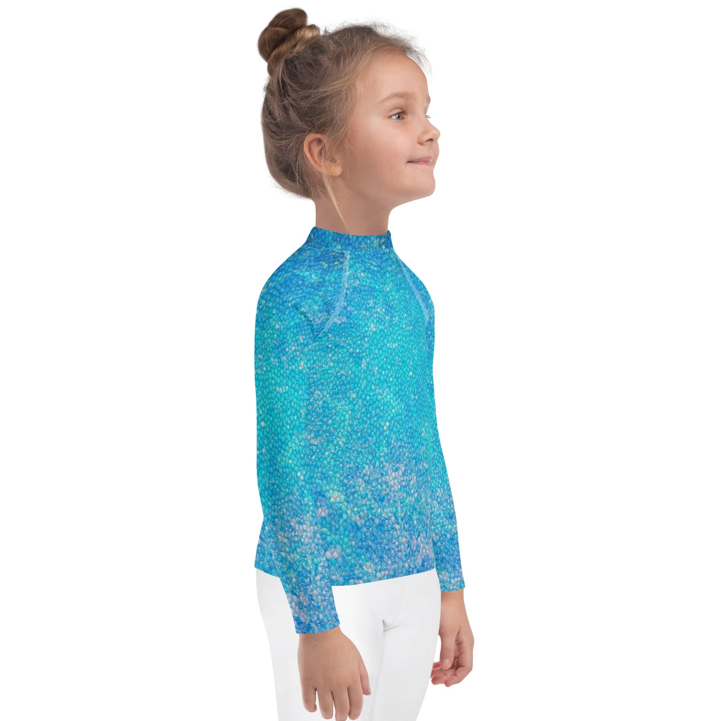 Girls Blue Mermaid Rash Guard Swim Shirt