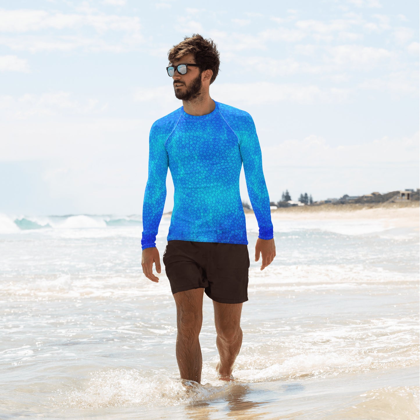 Men's Rash Guard Swim Shirt Water Droplets