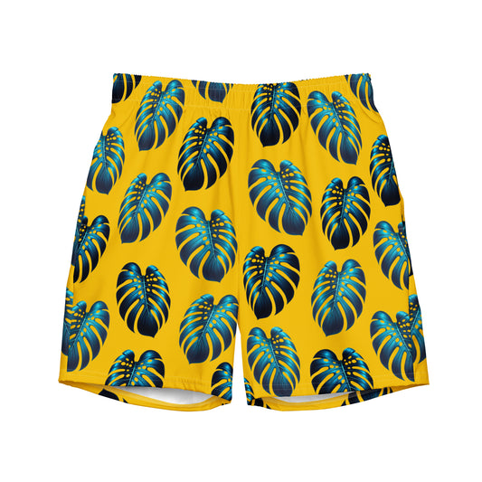 Men's-swim-trunks-monstera-leaf-hawaiian-swim-shorts-arczeal-designs
