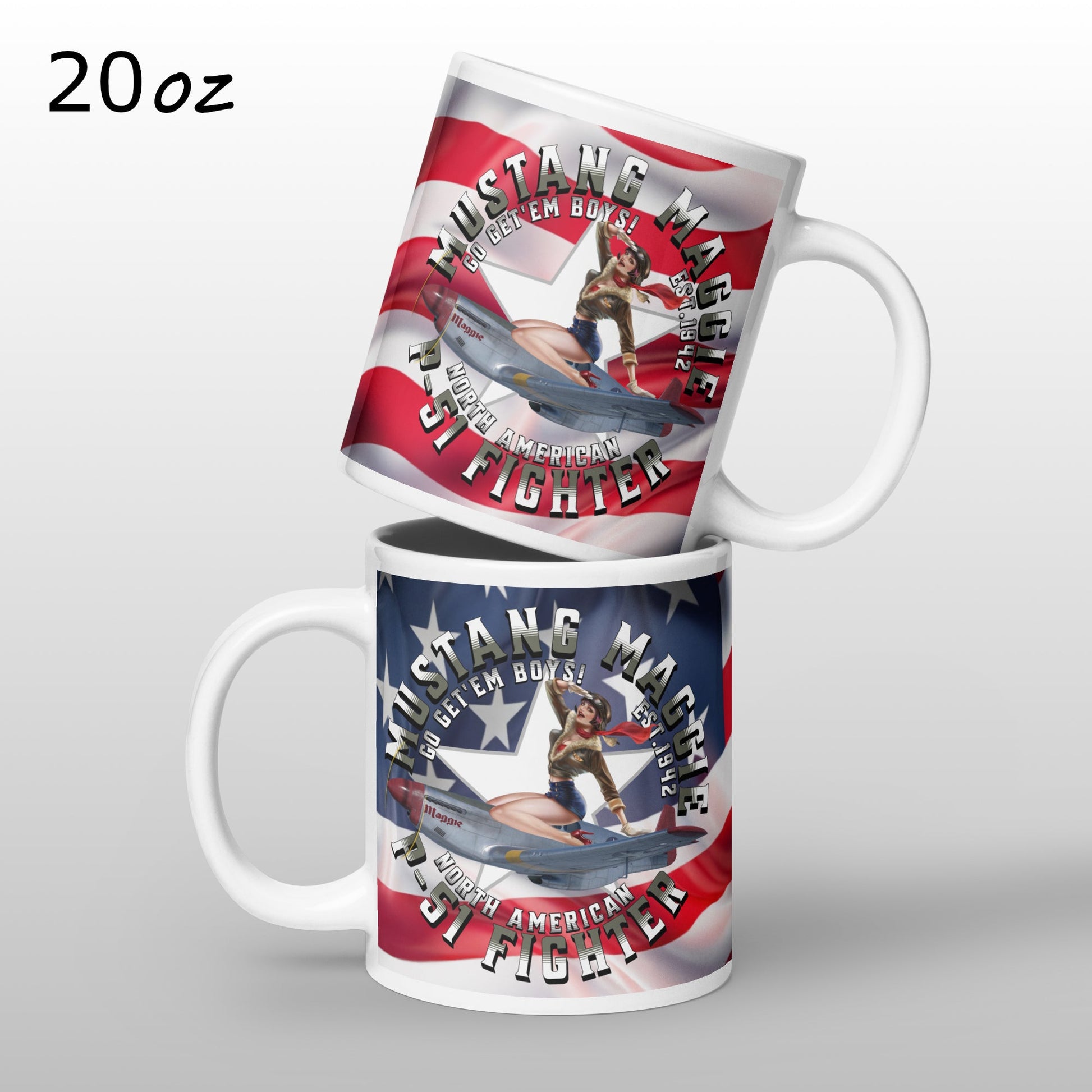  Coffee Mug P-51 Mustang Maggie Fighter Pilot Cup ArcZeal Designs