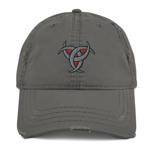  Distressed Dad Hat Viking Triskelion Horns Embroidered Baseball Cap ArcZeal Designs