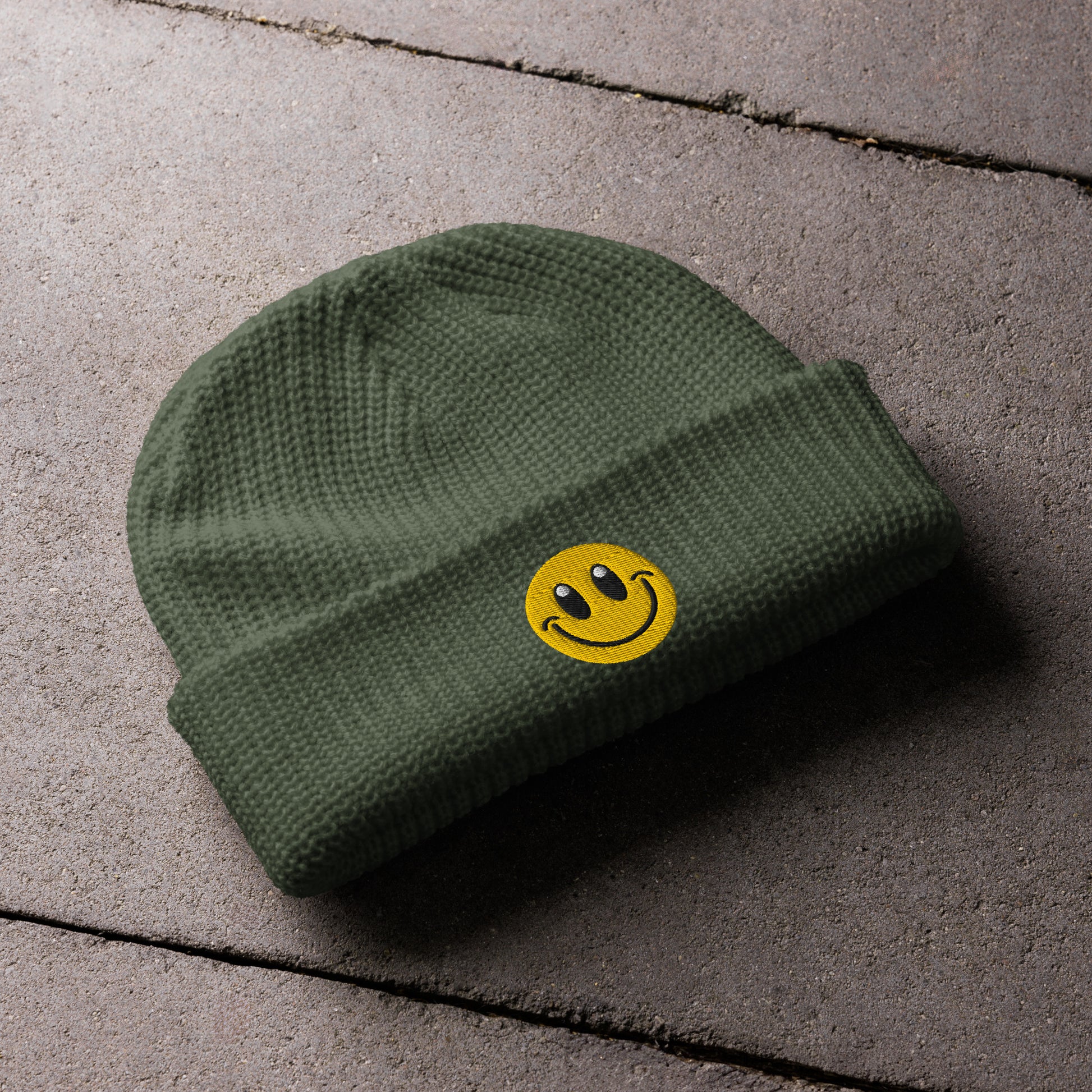 cypress Beanie Hat Smiley Face Embroidered Arczeal designs 