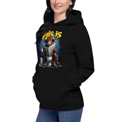 woman-wearing-unisex-premium-hoodie-black-front-bull-bs-arczeal-designs