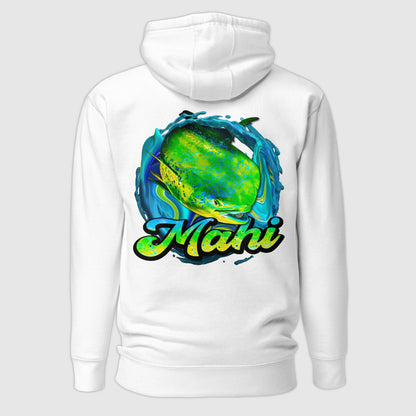 White / S Hoodie Mahi Mahi Fishing Hooded Sweatshirt For Fishermen ArcZeal Designs