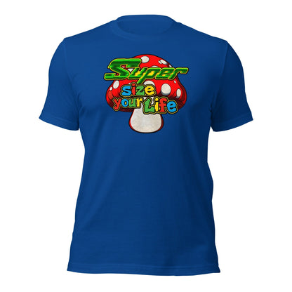 Mushroom T-Shirt Super Size Your Life Unisex Gamer Tee Short Sleeve - ArcZeal Designs