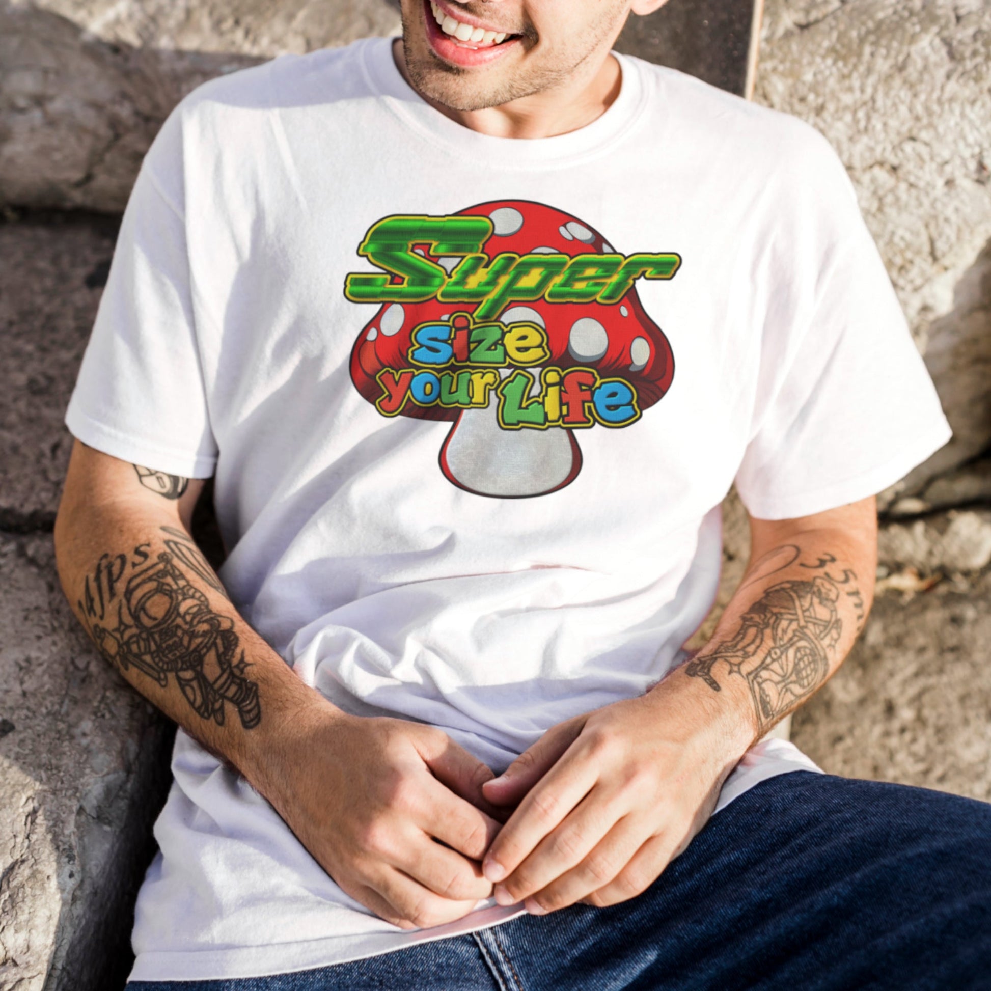  T-Shirt Super Mushroom Short Sleeve Gamer Tee ArcZeal Designs
