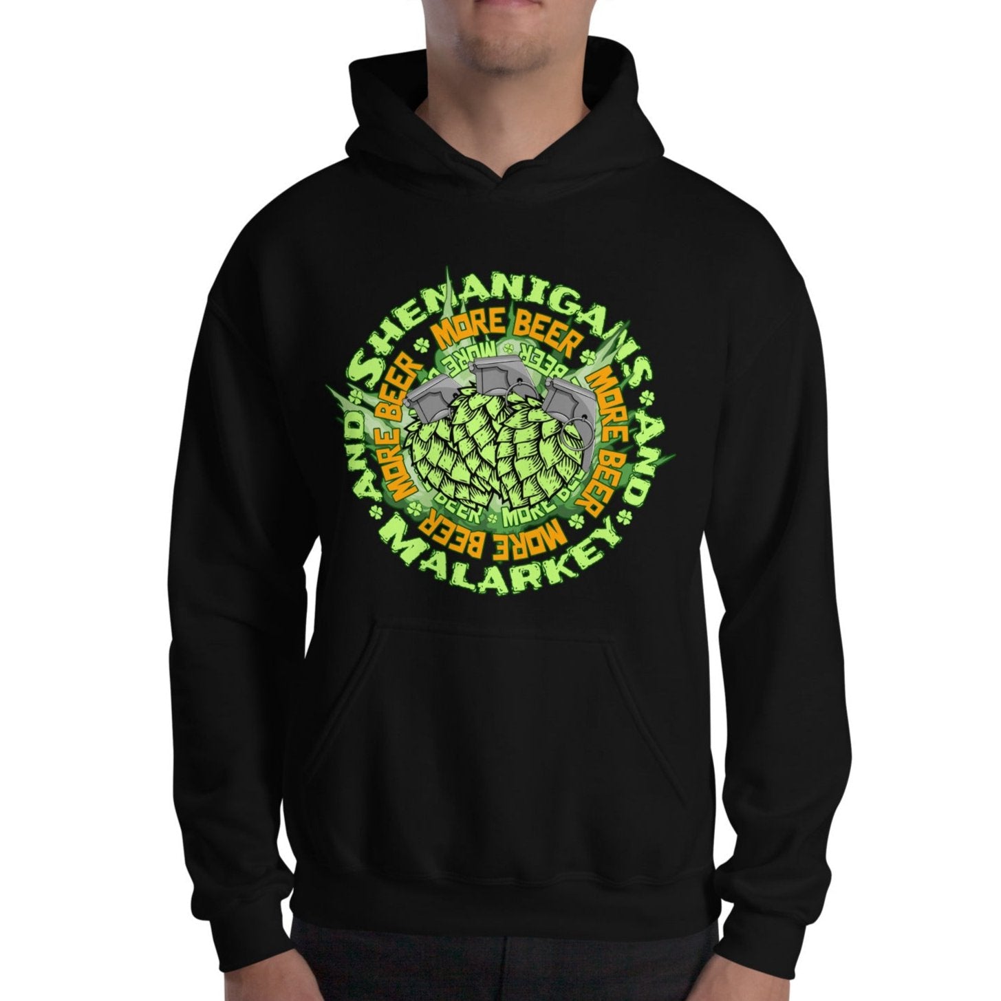 black St. Patrick's Day Shenanigans and Malarkey Hoodie