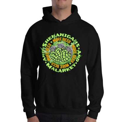 black St. Patrick's Day Shenanigans and Malarkey Hoodie