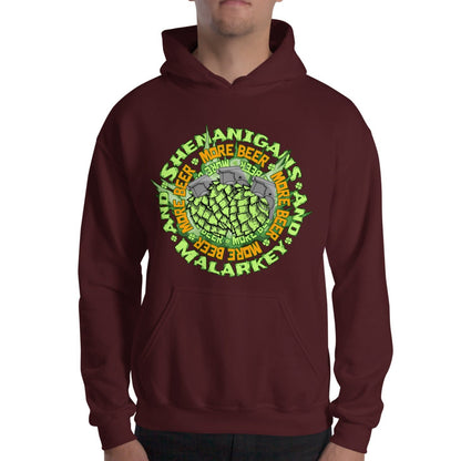 maroon St. Patrick's Day Shenanigans and Malarkey Hoodie