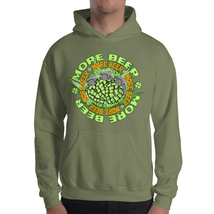 military-green St. Patrick's Day More Beer Hops Grenade Hoodie ArcZeal Designs