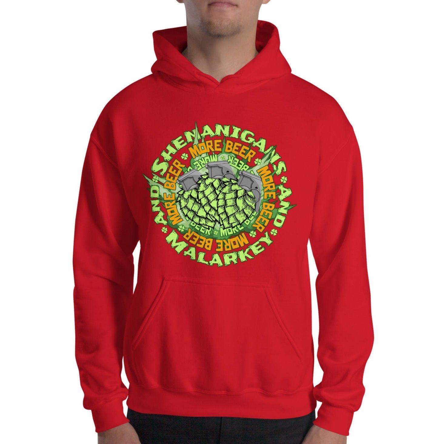 red St. Patrick's Day Shenanigans and Malarkey Hoodie