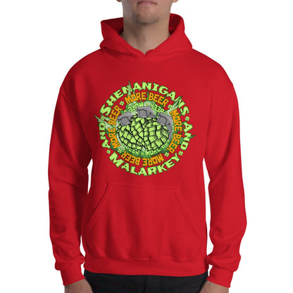 red St. Patrick's Day Shenanigans and Malarkey Hoodie