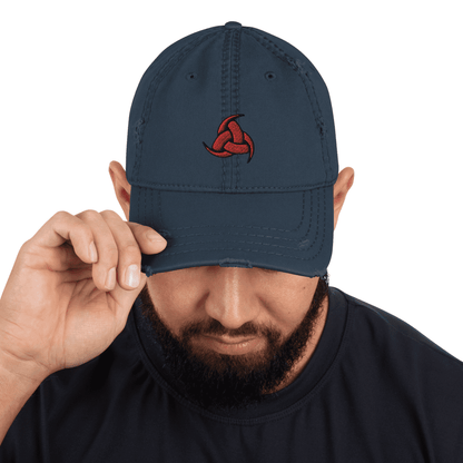 Dad Hat Viking Symbol Triple Horn Distressed Baseball Cap - ArcZeal Designs
