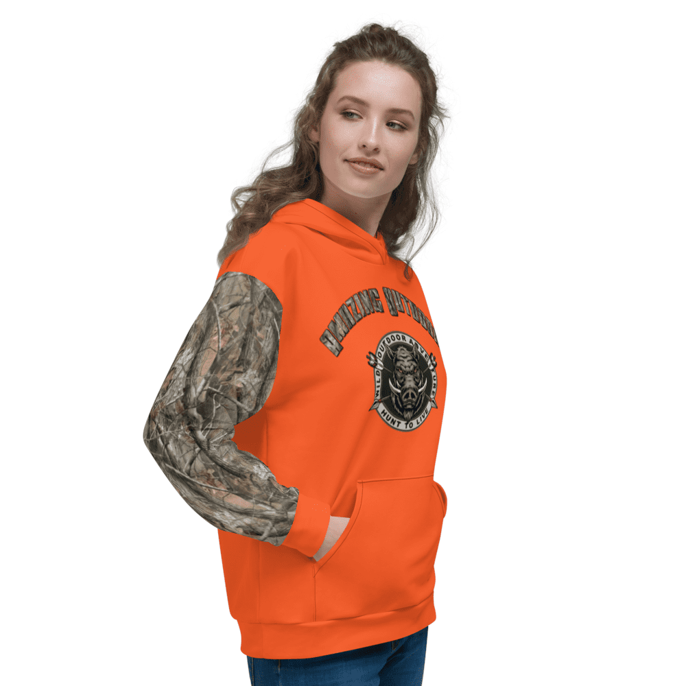 Orange Camouflage Hoodie Amazing Outdoors Hunting Camo Sweatshirt ArcZeal Designs