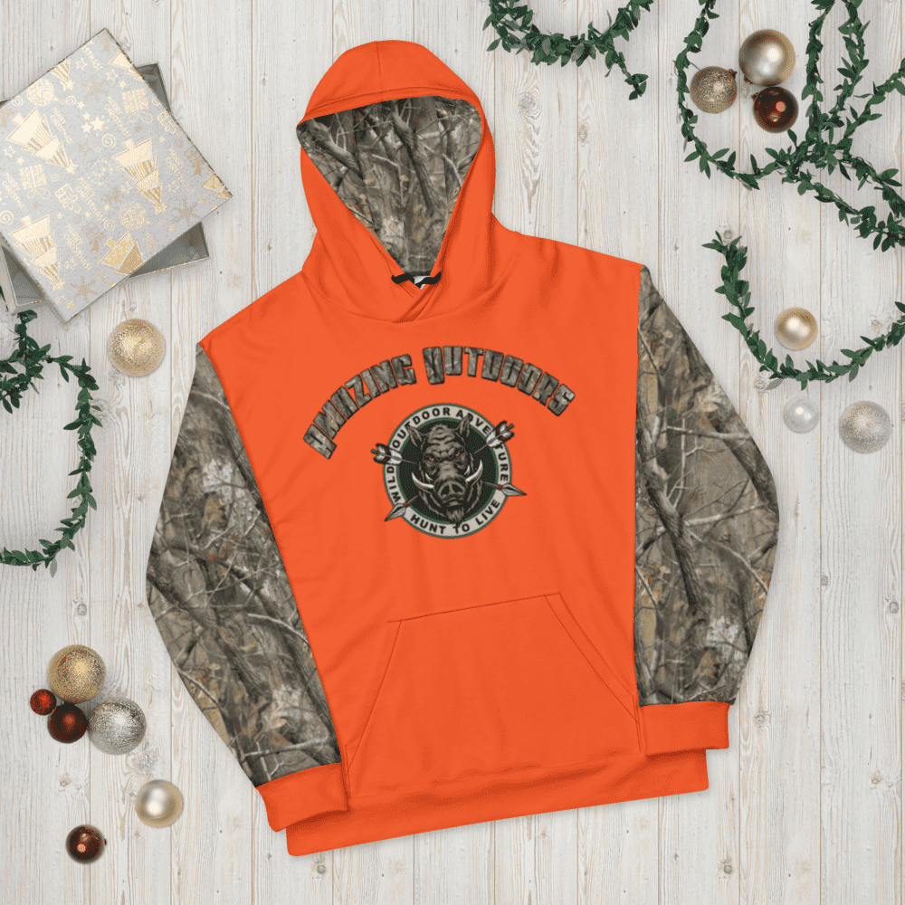 Orange Camouflage Hoodie Amazing Outdoors Hunting Camo Sweatshirt ArcZeal Designs